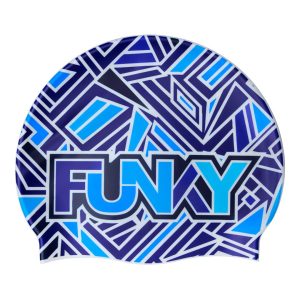 FUNKY SILICONE SWIMMING CAP – BLUE BITS